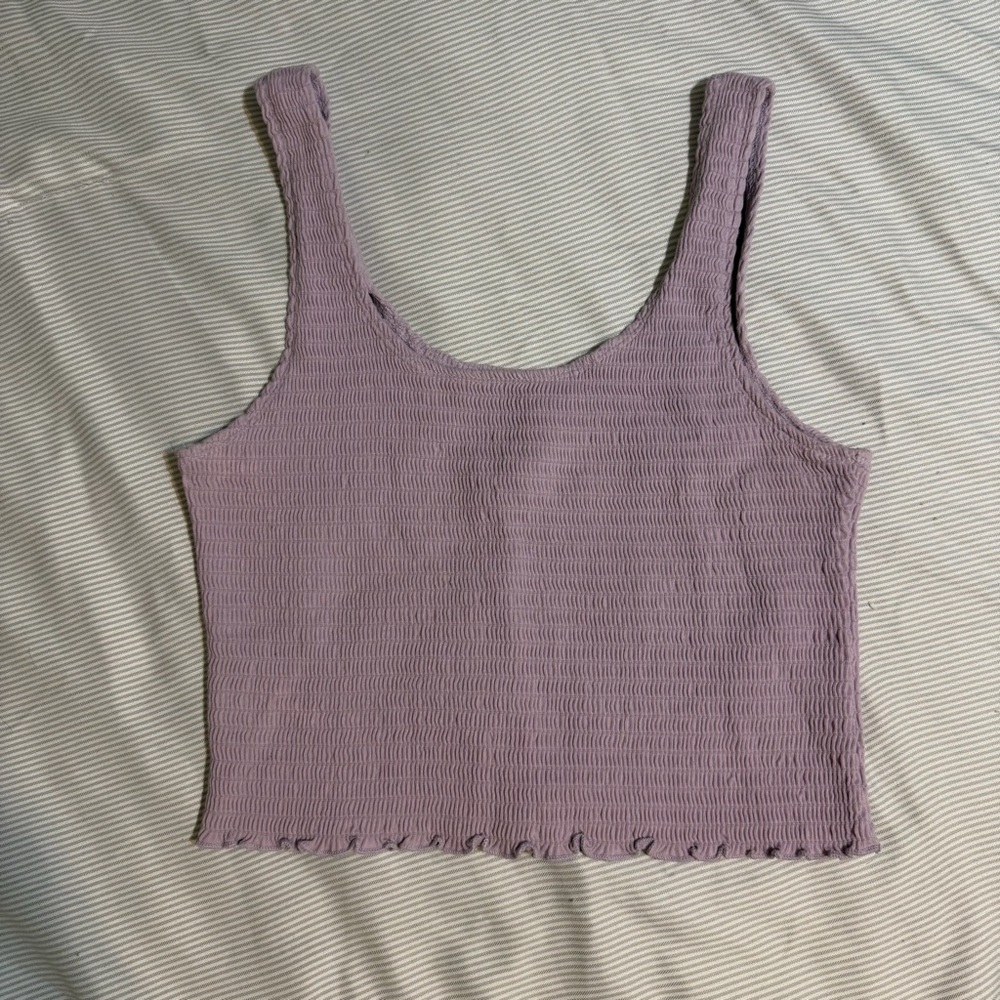 Hollister Large Lilac Purple Smocked Crop Cami Tank Top